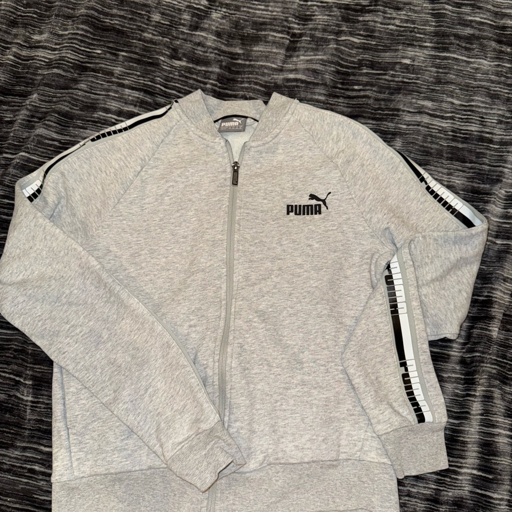 Puma Light Gray Track Jacket with Black Accents